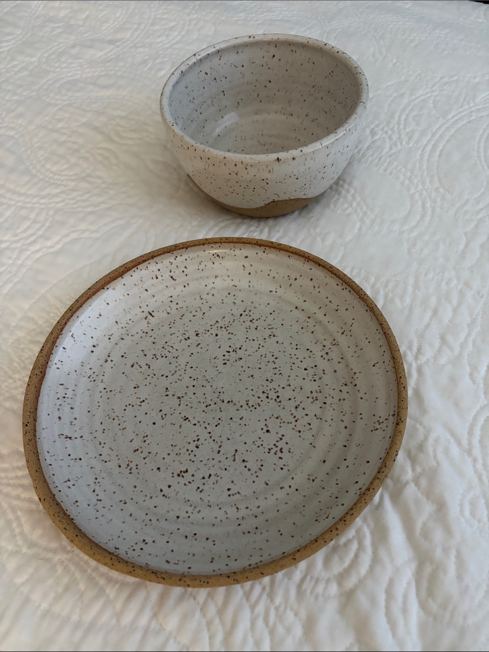 Handmade pottery bowl/plate set